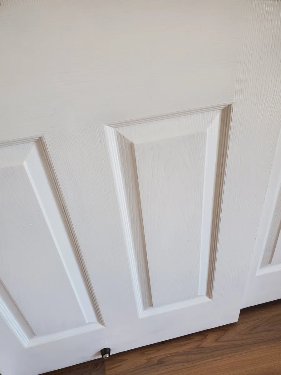Interior door after cleaning, panels wiped clean