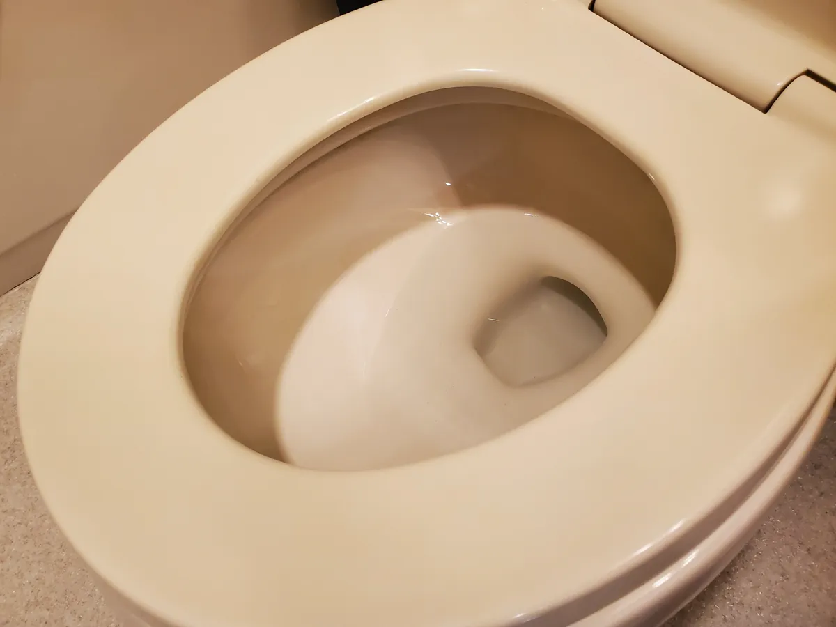 Toilet bowl after cleaning, bright and stain-free